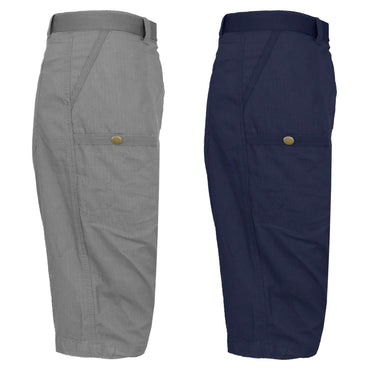 2-Pack: Men's Tech Extended Size Cotton Cargo Utility Belted Shorts