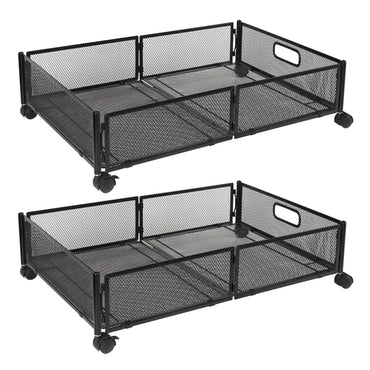 2-Pack: Under Bed Storage Container Foldable Rolling Storage Bin