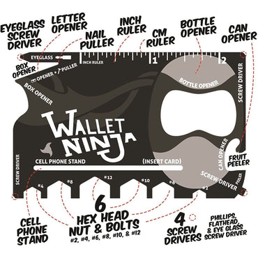 2-Pack: Wallet Ninja 18-in-1 Credit Card Sized Multi-tool