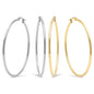 2-Pairs: Stainless Steel 50mm Hoop Earring Set