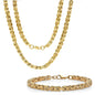 2-Piece: Men's 18k Gold Plated Stainless Steel by Zantine Necklace and Bracelet Set