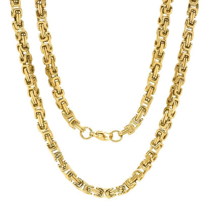 2-Piece: Men's 18k Gold Plated Stainless Steel by Zantine Necklace and Bracelet Set