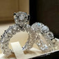 2-Piece Set: Fashionable Engagement Rings Adorned with Full Rhinestones