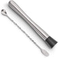 2-Piece Set: Hiware 10 Inch Stainless Steel Cocktail Muddler and Mixing Spoon Home Bar Tool Set