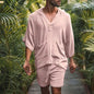 2-Piece Set: Men's Tracksuit Tennis Shirt Shorts and T Shirt Set Set Solid Color V Neck