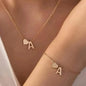 2-Piece Set: Metal Heart And English Letter Necklace And Bracelet