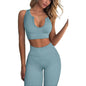 2-Piece Set: Ribbed Seamless Crop Tank High Waist Yoga Leggings