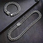 2-Piece Set: Unisex Hip Hop Cuban Chain Necklace and 8" Bracelet