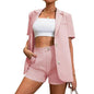 2-Piece Set: Women's Solid Color Blazer Shorts