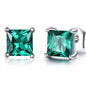2.00 CTTW Sterling Silver Emerald Princess Cut Studs