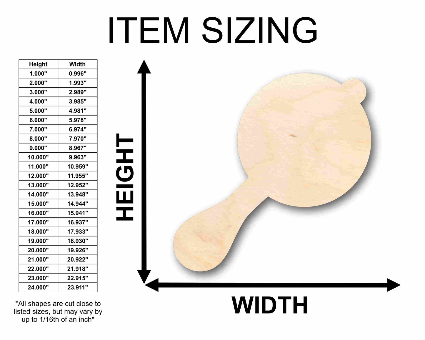 Unfinished Wood Baby Rattle Silhouette - Craft- up to 46" DIY