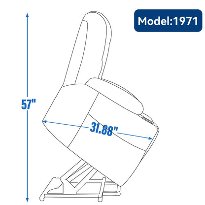 Lift Recliner Chair Power Chenille Blue Heat Massage USB Cup Holders 350 LB