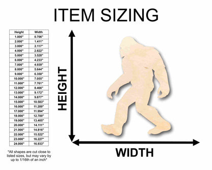 Unfinished Wood Bigfoot Sasquatch Silhouette - Craft- up to 46" DIY