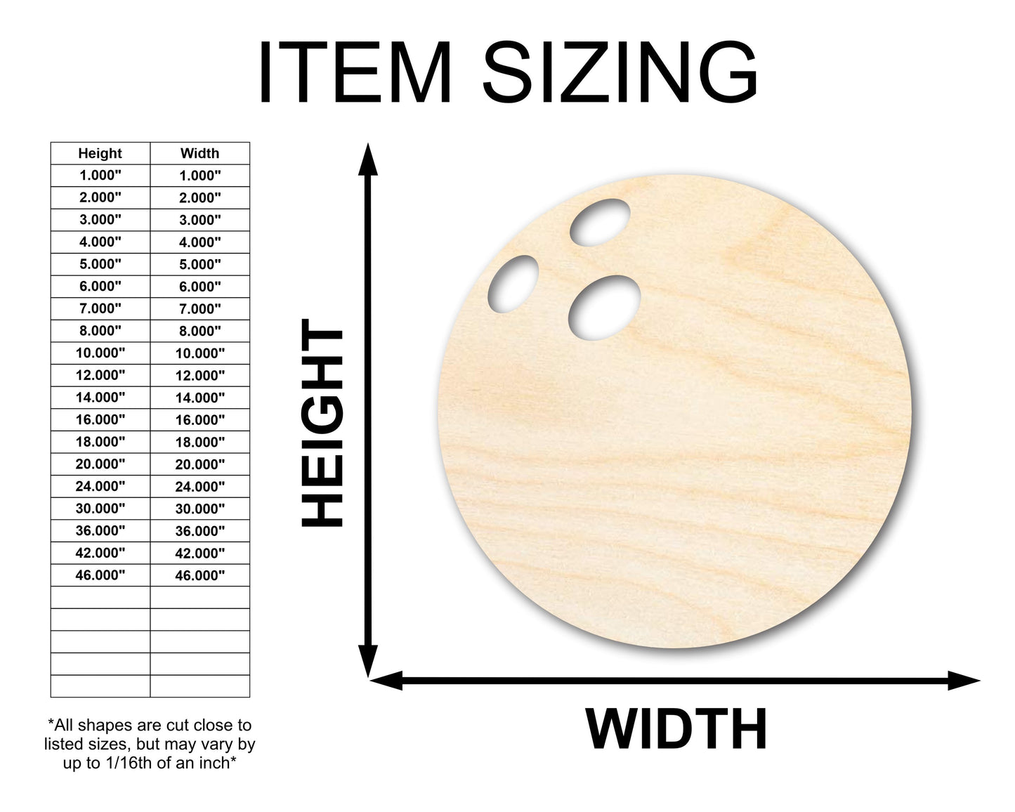 Unfinished Wood Bowling Ball Silhouette - Craft- up to 46" DIY