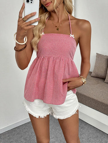 Gingham Halter Neck Cami Top