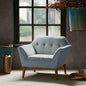 Mid-Century Modern Lounge Chair | Button Tufted, Pecan Legs, 300 lb Capacity
