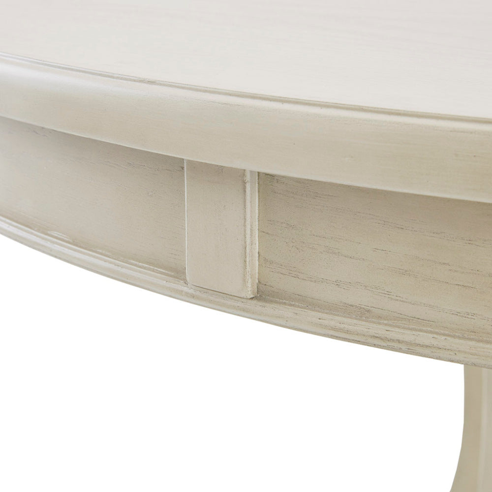 Round Dining Table 44" – Antique Cream Wood Veneer Top & Solid Wood Pedestal Legs