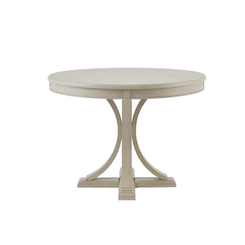 Round Dining Table 44" – Antique Cream Wood Veneer Top & Solid Wood Pedestal Legs