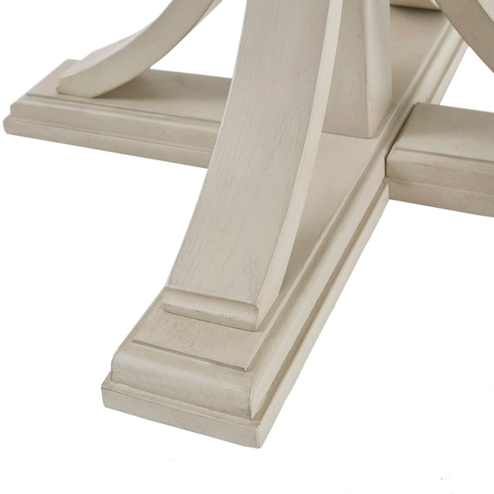 Round Dining Table 44" – Antique Cream Wood Veneer Top & Solid Wood Pedestal Legs