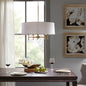 5-Light Drum Shade Chandelier | Cotton-Linen Fabric Shade with Plated Brass Frame, Adjustable to 62.5" — Black, Gold or Silver