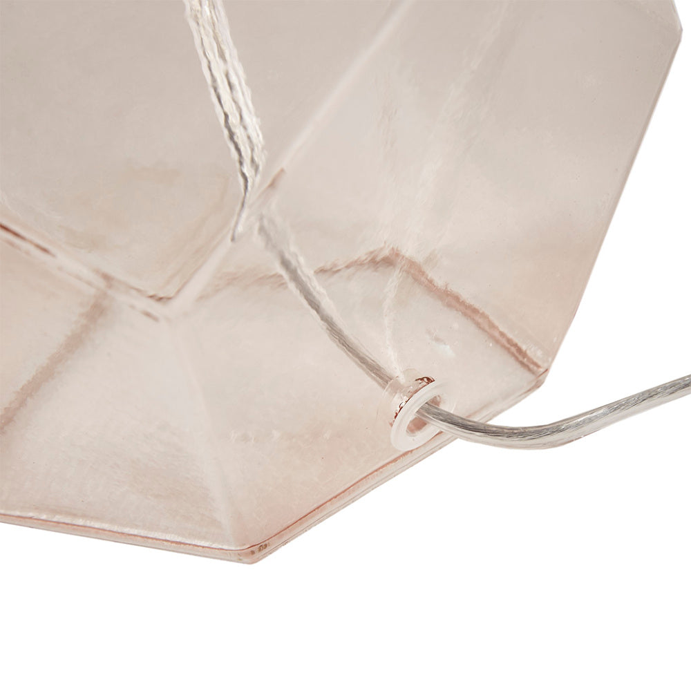 Geometric Pink Glass Table Lamp | 18.85" White Drum Shade, LED Bulb Included