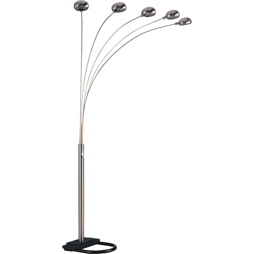 5-Arm Arc Floor Lamp – Adjustable Dome Heads, 3-Way Switch & Tip-Resistant Base | Black, Gold, Nickel & White
