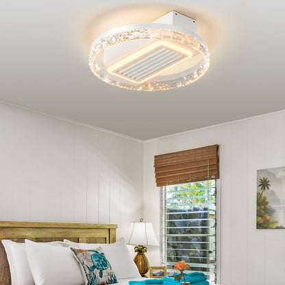 20" Bladeless Flush Mount Ceiling Fan with LED Light & Remote – 6 Speeds, Reversible & Dimmable | Modern Minimalist