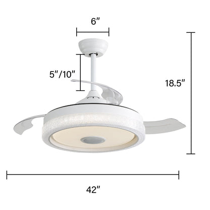 42" Invisible Blade Ceiling Fan – LED 3CCT Dimmable, RGB Light, Bluetooth Speaker & App/Remote Control | DC Motor