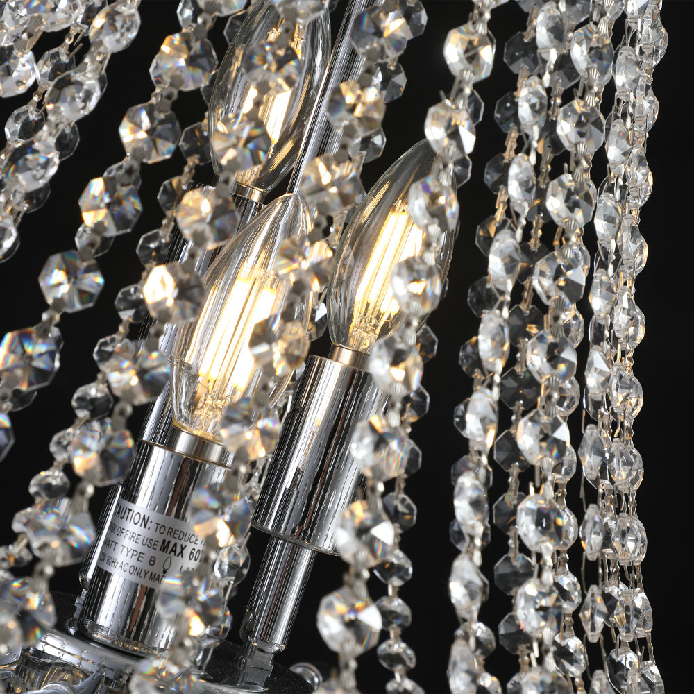 20" K9 Crystal Chandelier | 11-Light Modern Pendant with Adjustable Height 33"–71" — Chrome or Gold, Living Room, Dining Room & Staircase