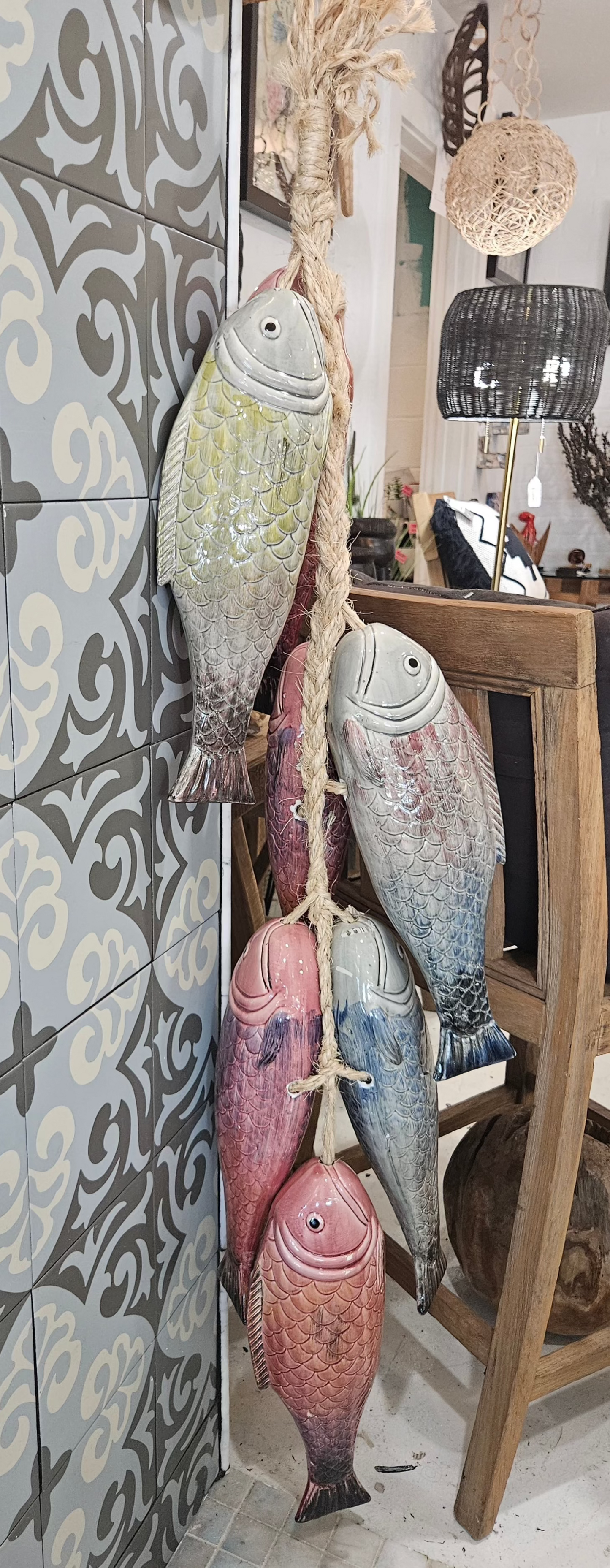 Vintage Ceramic Large String Of Fish