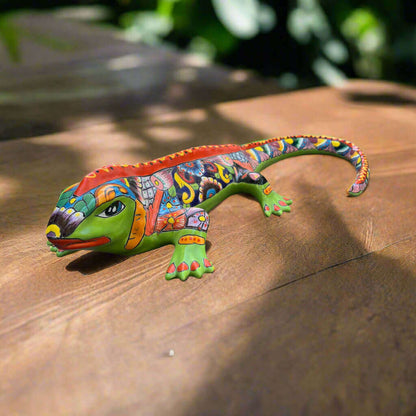 Extra Large Talavera Iguana Statue | Hand-Painted Mexican Ceramic Art