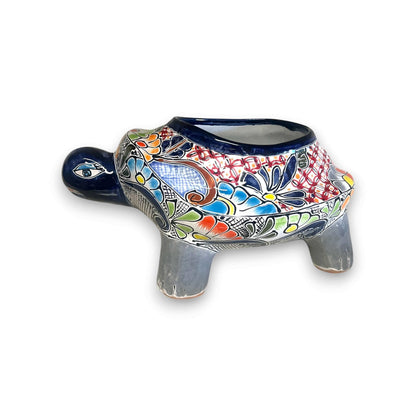 Talavera Turtle Planter | Hand-Painted Mexican Ceramic Garden Pot