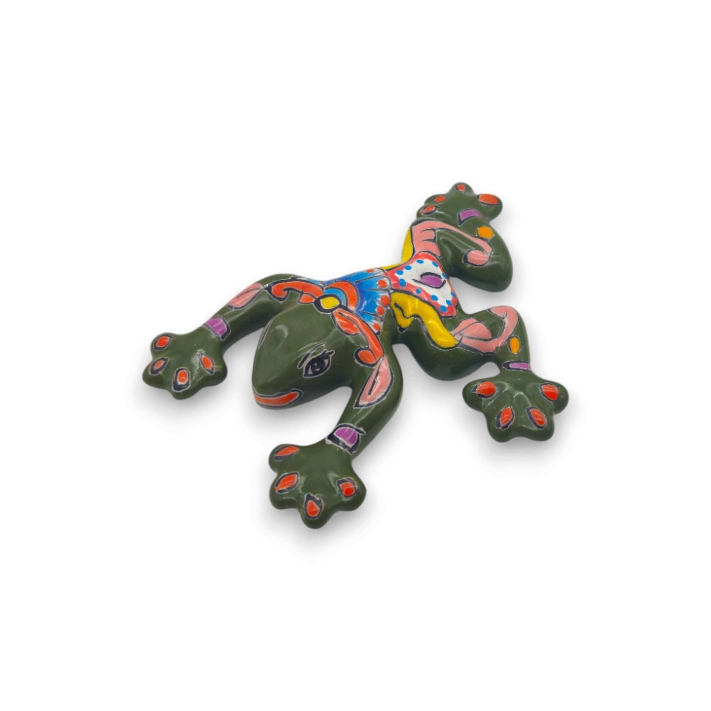 Hand-Painted Talavera Frog | Mexican Wall Art Figurine