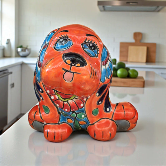 Colorful Talavera Dog Planter | Handmade Mexican Pot