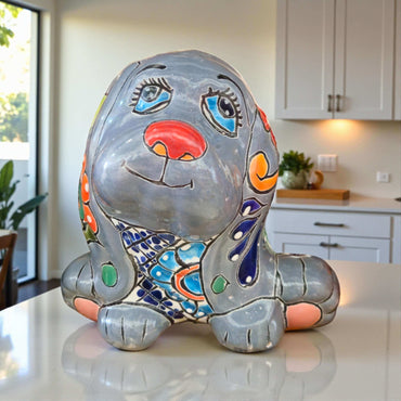 Colorful Talavera Dog Planter | Handmade Mexican Pot