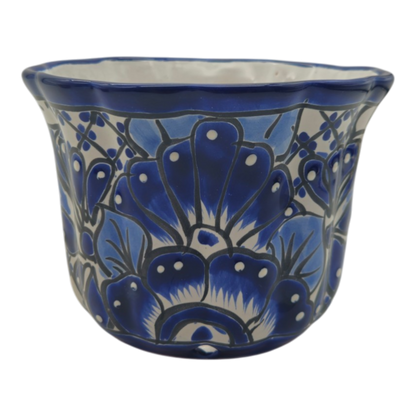 Talavera Flower Pot | Handmade Blue & White Mexican Ceramic