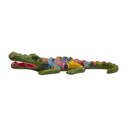 Large Talavera Alligator | Mexican Handmade Ceramic Reptile Art