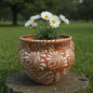 Handmade Talavera Flower Pot | Terracotta & White Design