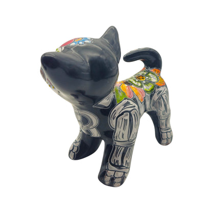 Talavera Chihuahua Statue | Hand-Painted Day of the Dead Art