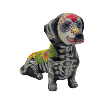 Talavera Dachshund Figurine | Day of the Dead Ceramic Dog