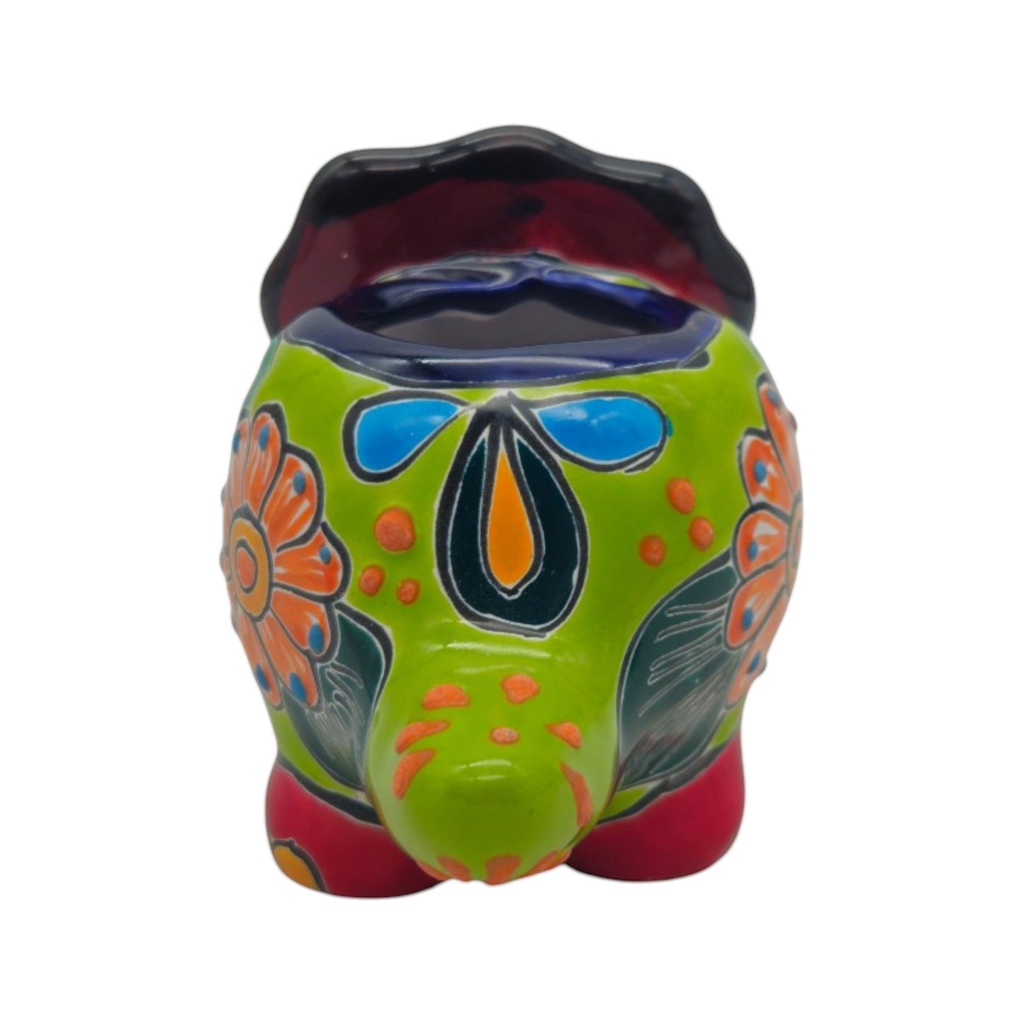 Talavera Triceratops Planter | Colorful Mexican Succulent Pot