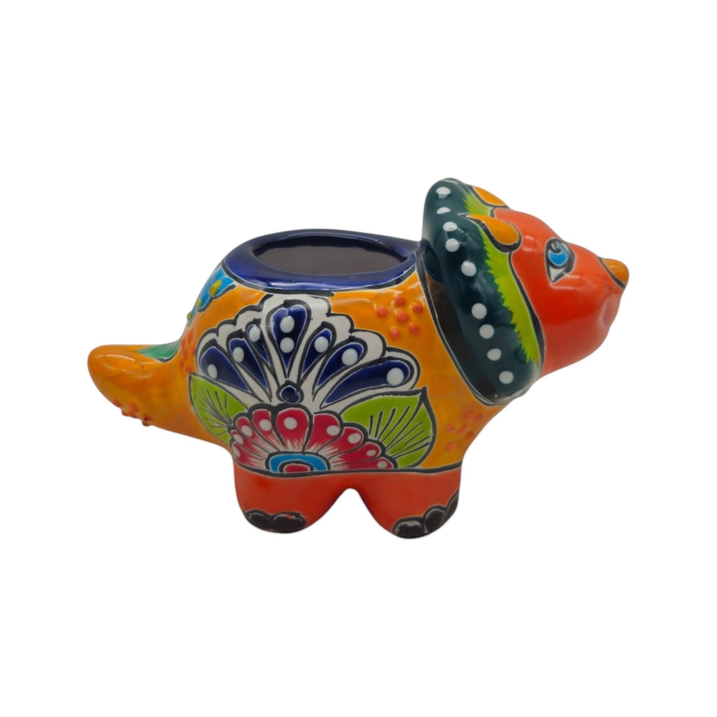 Talavera Triceratops Planter | Colorful Mexican Succulent Pot