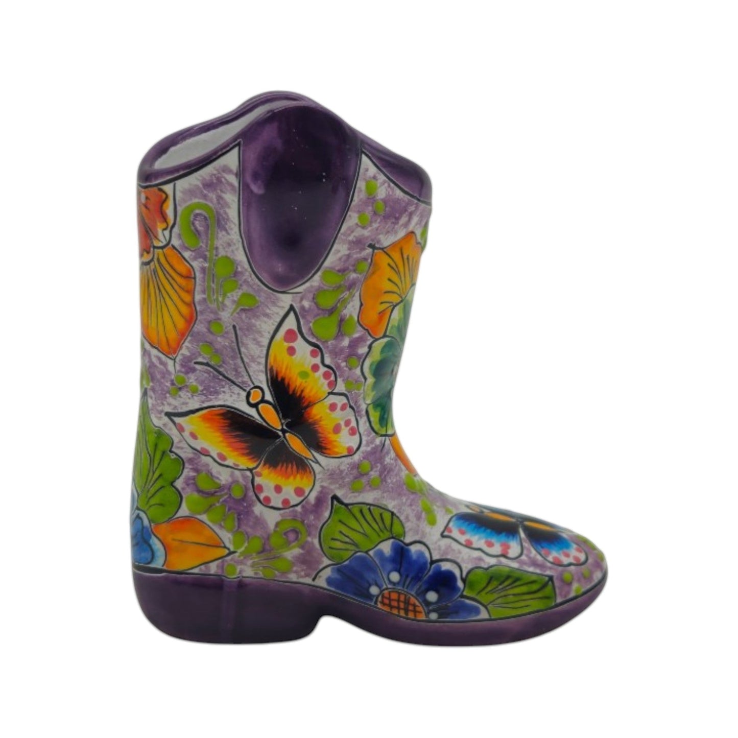Small Hand-Painted Talavera Mexican Boot Flower Pot | Talavera Planter