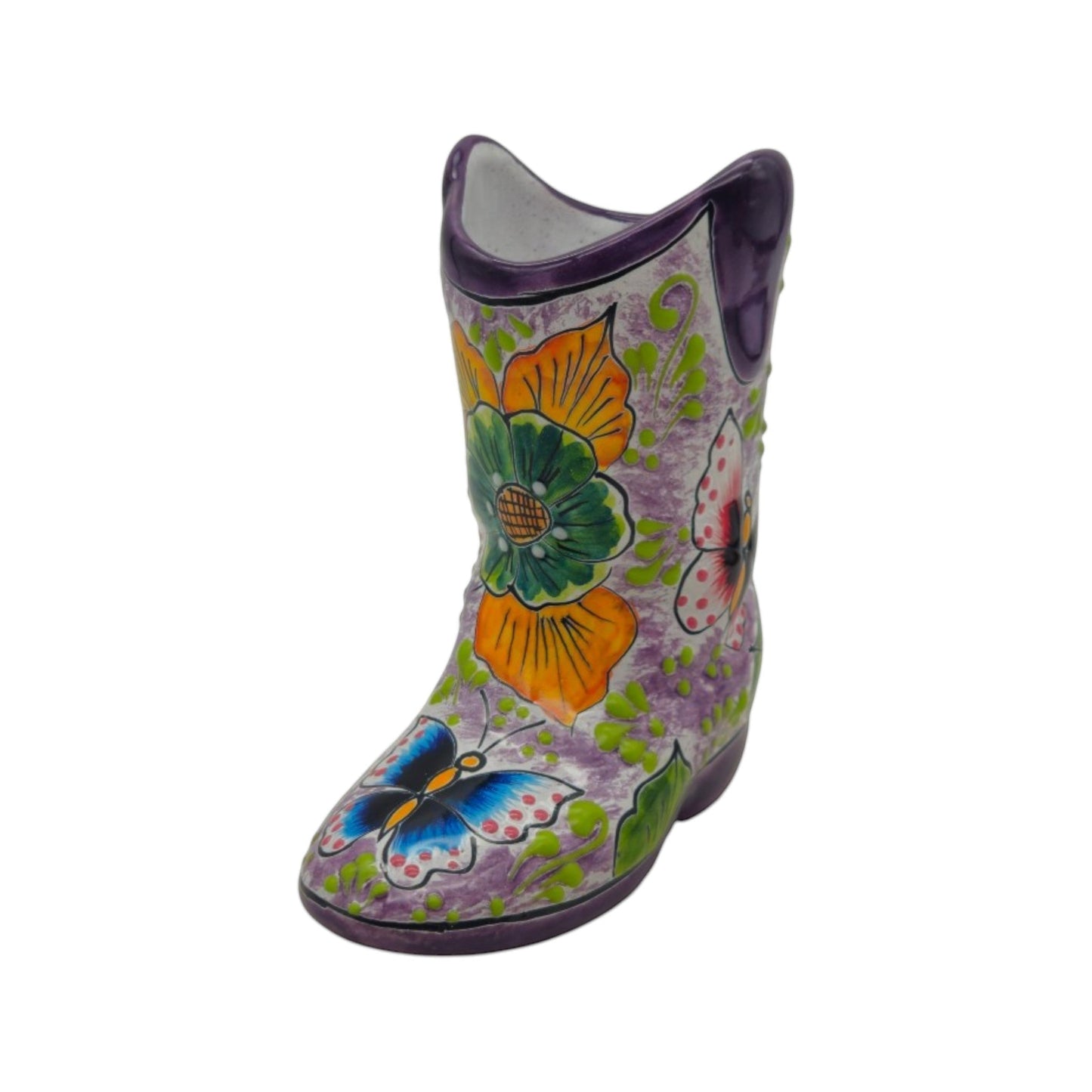 Small Hand-Painted Talavera Mexican Boot Flower Pot | Talavera Planter