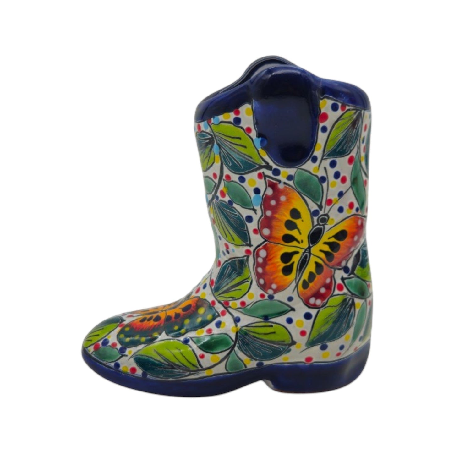 Small Hand-Painted Talavera Mexican Boot Flower Pot | Talavera Planter