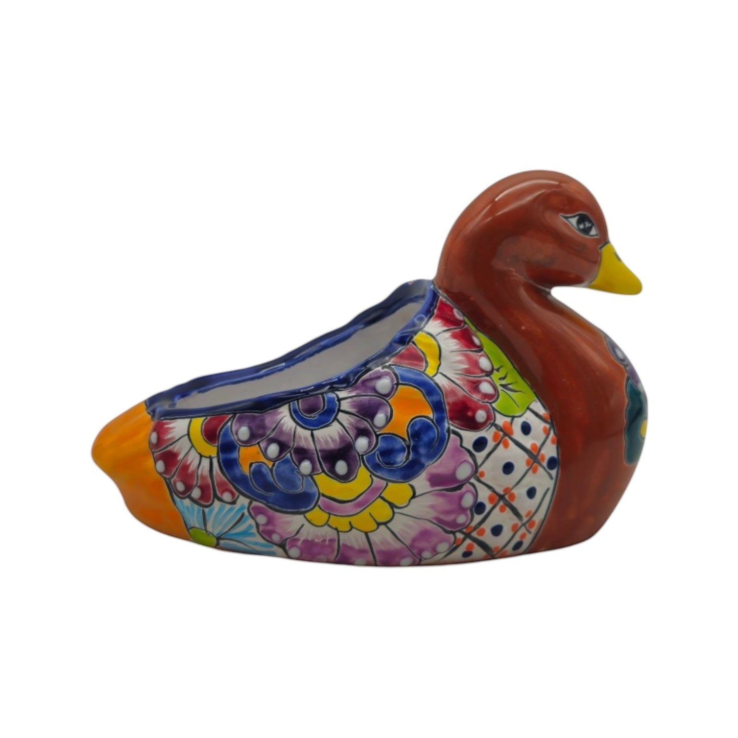 Colorful Talavera Duck Planter | Mexican Succulent Pottery Art