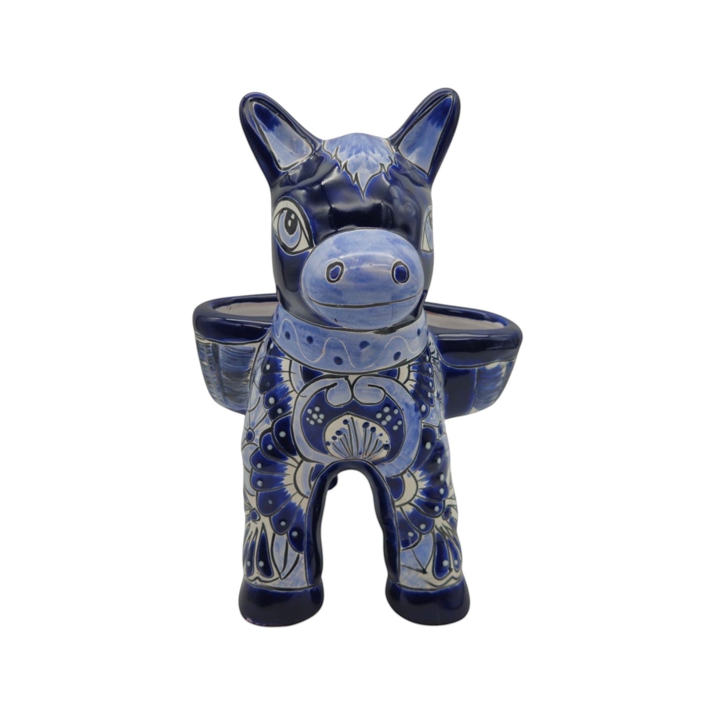 Blue Talavera Donkey Planter | Handmade Mexican Pottery