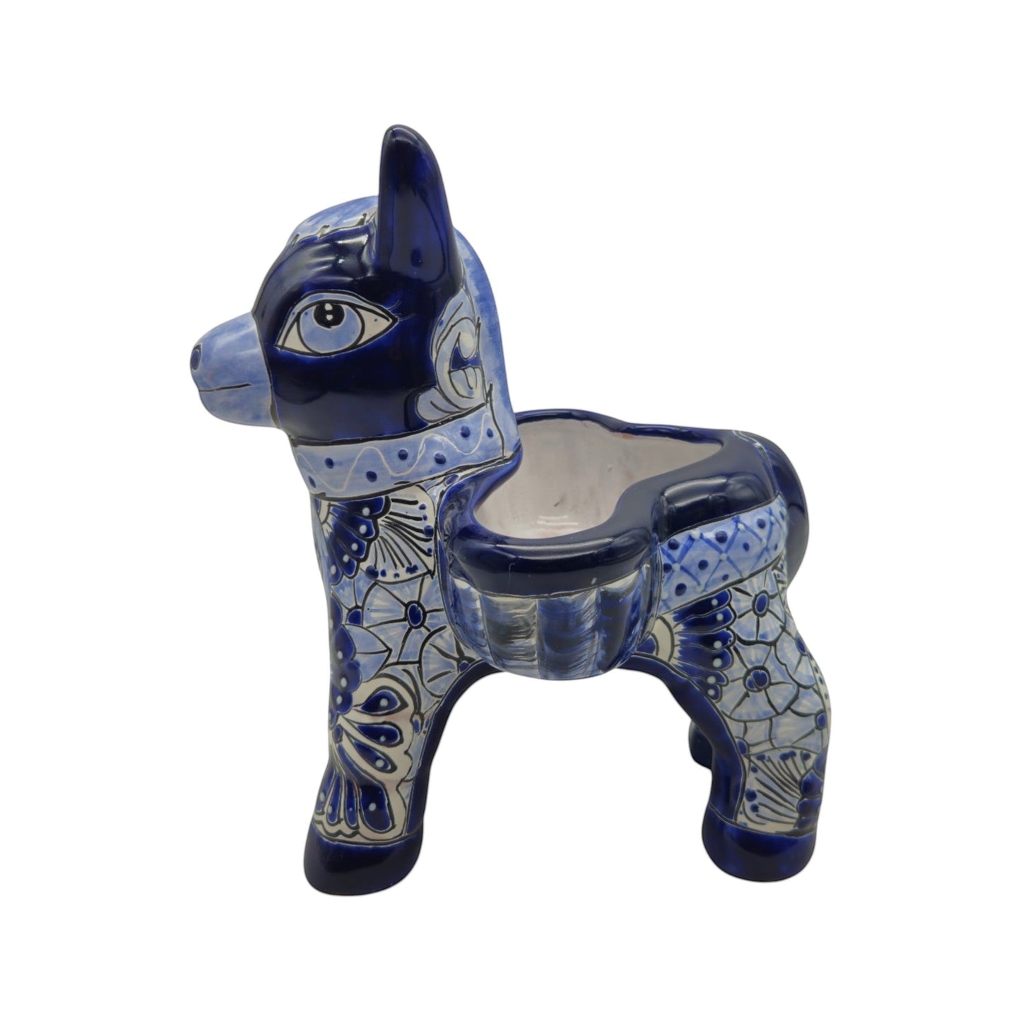 Blue Talavera Donkey Planter | Handmade Mexican Pottery