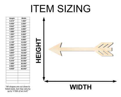 Unfinished Wood Decorative Arrow Shape | Craft Cutout | up to 46" DIY
