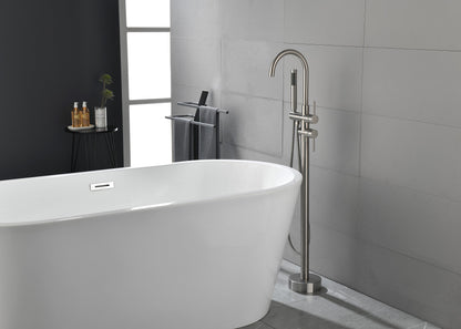 Floor Mounted Tub Faucet High Flow Freestanding Tub Filler with Handheld Shower Swivel